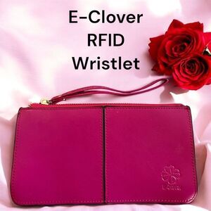 E-Clover Women's Hot Pink RFID Blocking Wristlet Travel Wallet Zipper Multi Slot